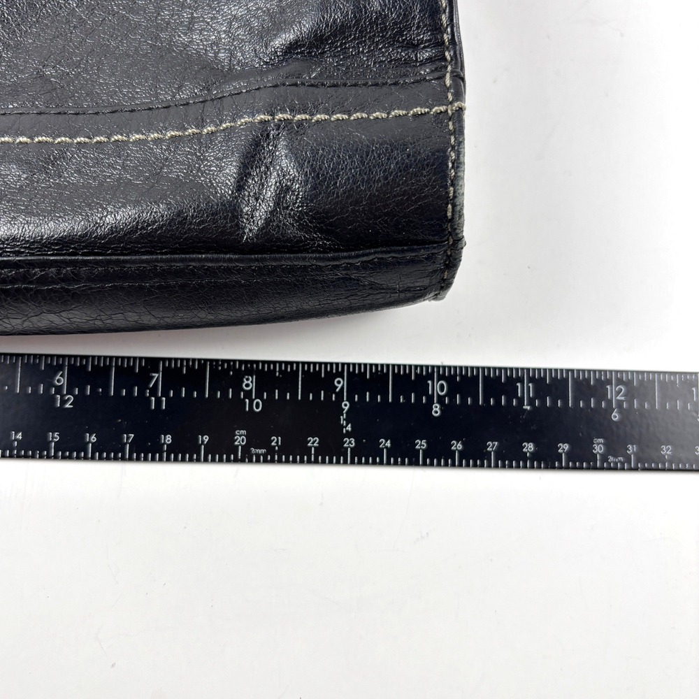 The Sak Shoulder Bag Womens Medium Black Leather Contrast Stitch Zip Top - Picture 6 of 8